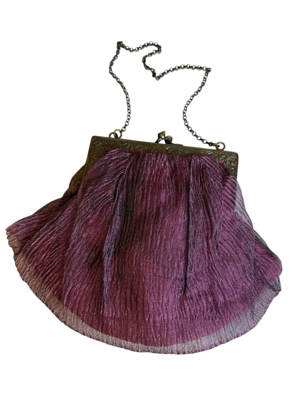 Coldwater Creek Romantic Silk Organza Evening Bag Plum